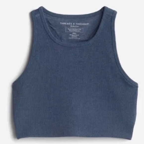 NEW Threads 4 Thought Gray Ribbed Performance Crop Tank - Picture 2 of 7